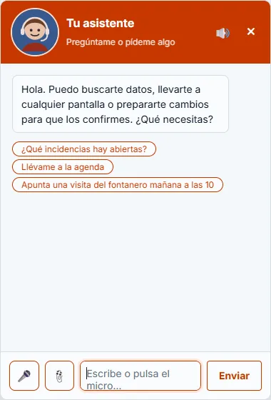 Asistente de ComunIA con avatar, voz y texto